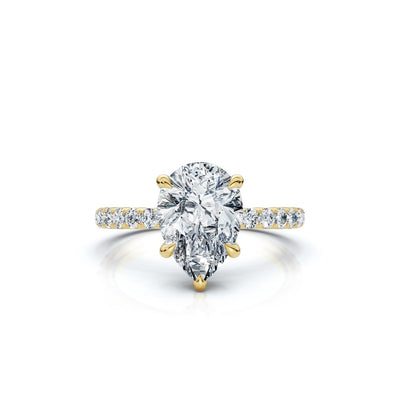 Pear Single Row Pave Solitaire Ring