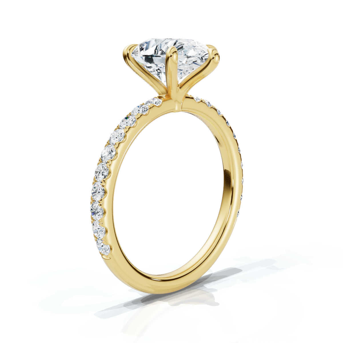 Pear Single Row Pave Solitaire Ring