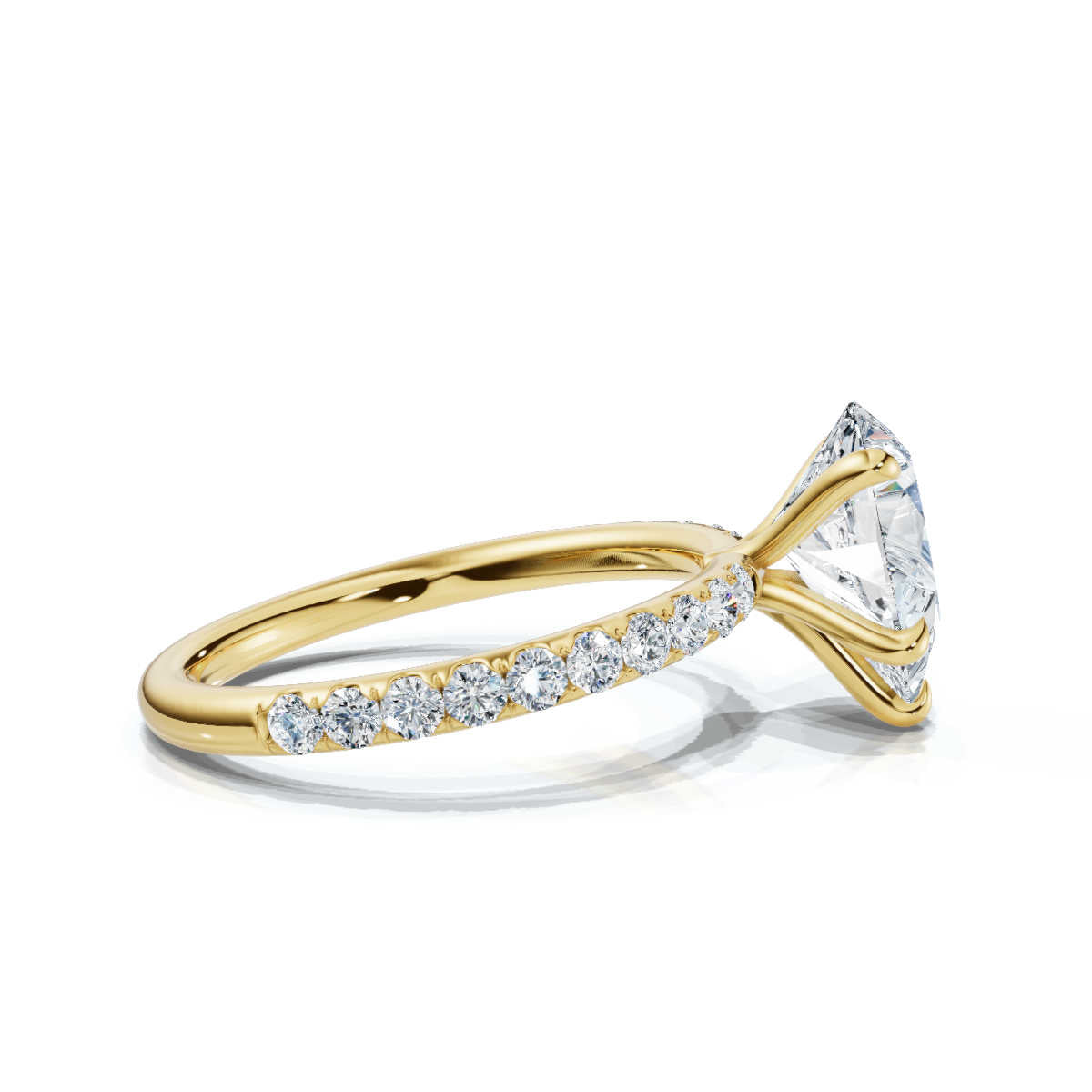 Pear Single Row Pave Solitaire Ring