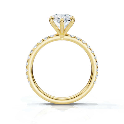 Pear Single Row Pave Solitaire Ring