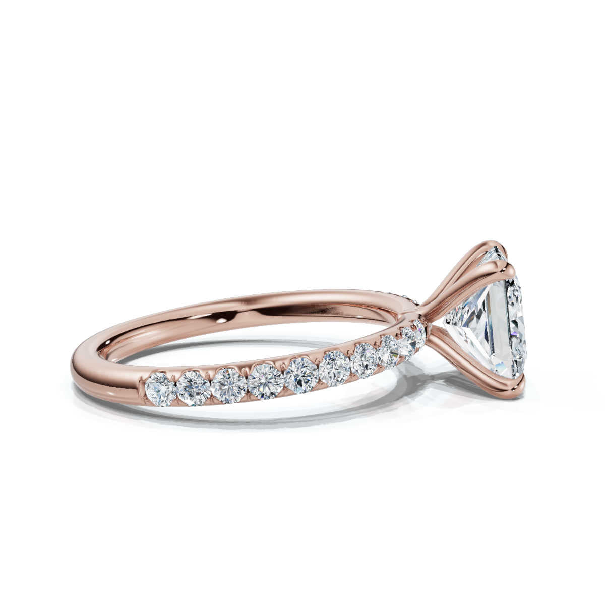 Princess Single Row Pave Solitaire Ring