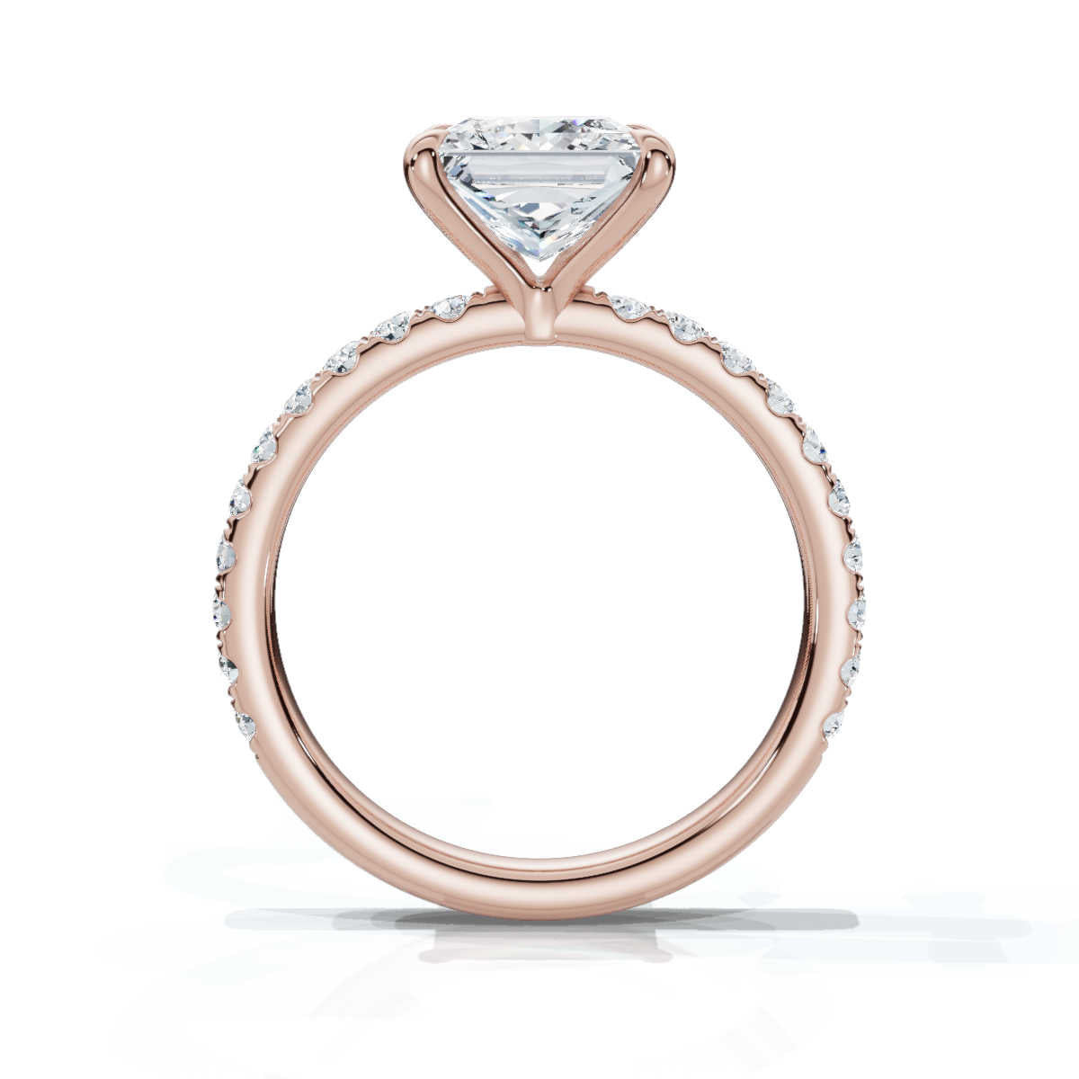 Princess Single Row Pave Solitaire Ring