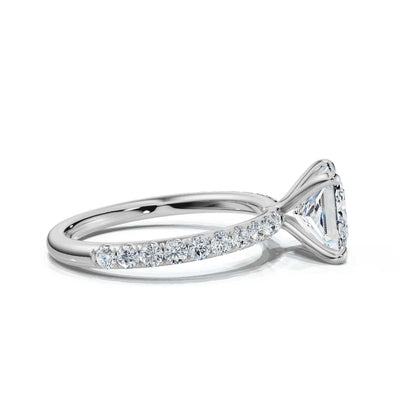 Princess Single Row Pave Solitaire Ring