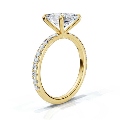 Princess Single Row Pave Solitaire Ring