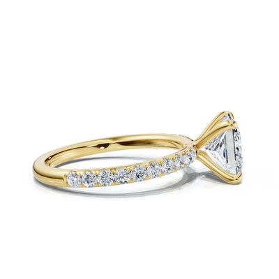 Princess Single Row Pave Solitaire Ring