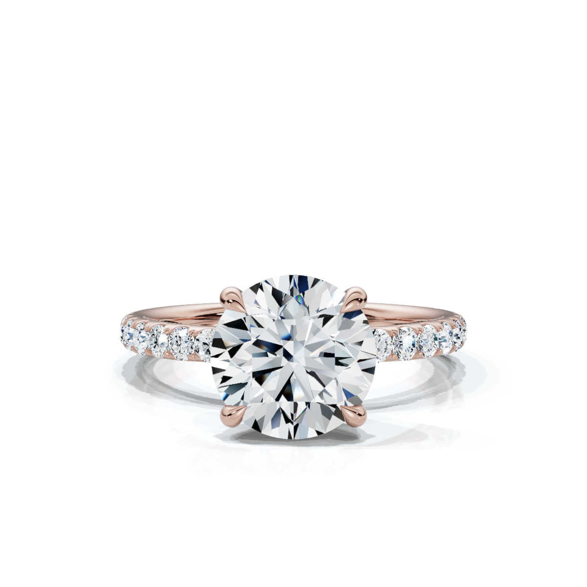 Round Single Row Pave Solitaire Ring