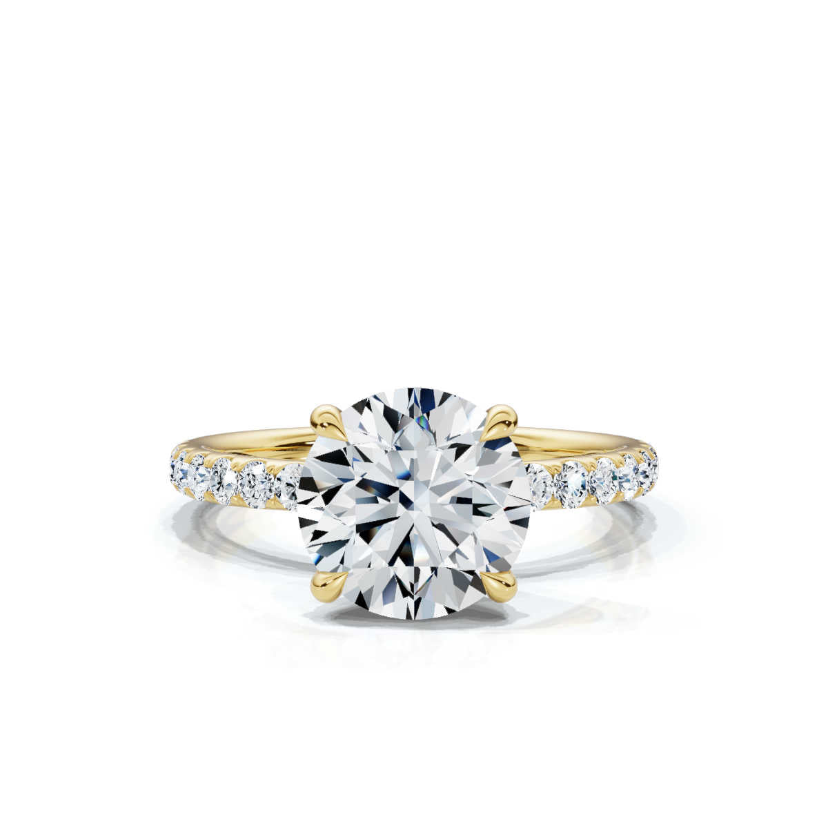 Round Single Row Pave Solitaire Ring