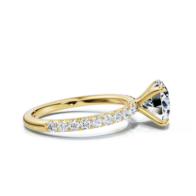 Round Single Row Pave Solitaire Ring