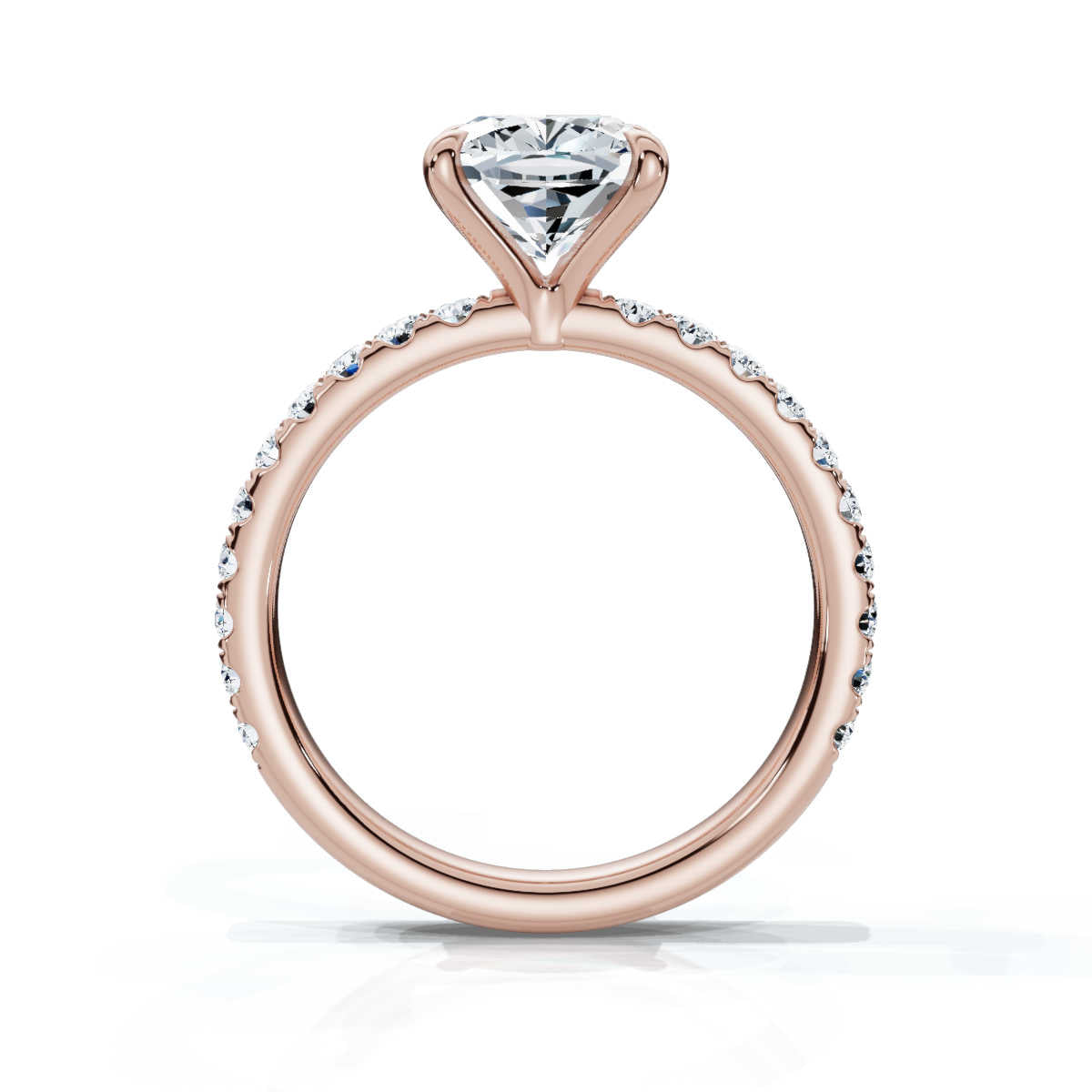 Cushion Single Row Pave Solitaire Ring