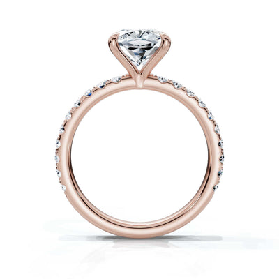 Cushion Single Row Pave Solitaire Ring