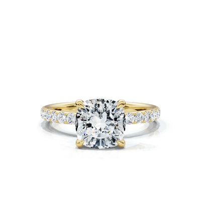 Cushion Single Row Pave Solitaire Ring