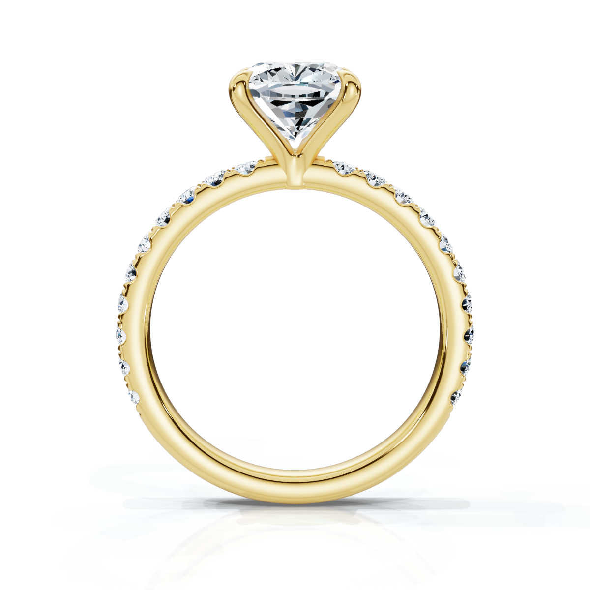 Cushion Single Row Pave Solitaire Ring