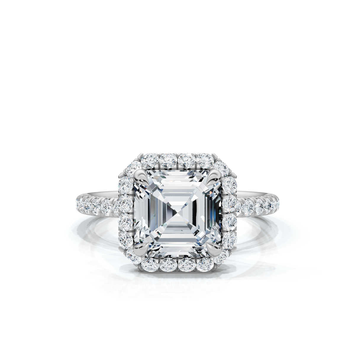 Asscher Halo Pave Ring