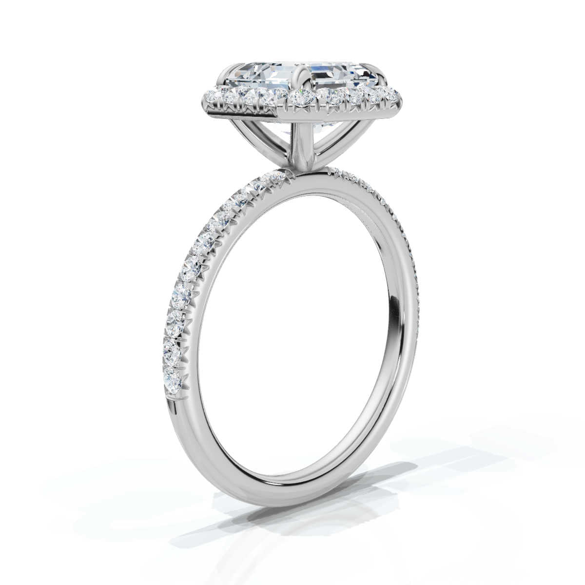 Asscher Halo Pave Ring