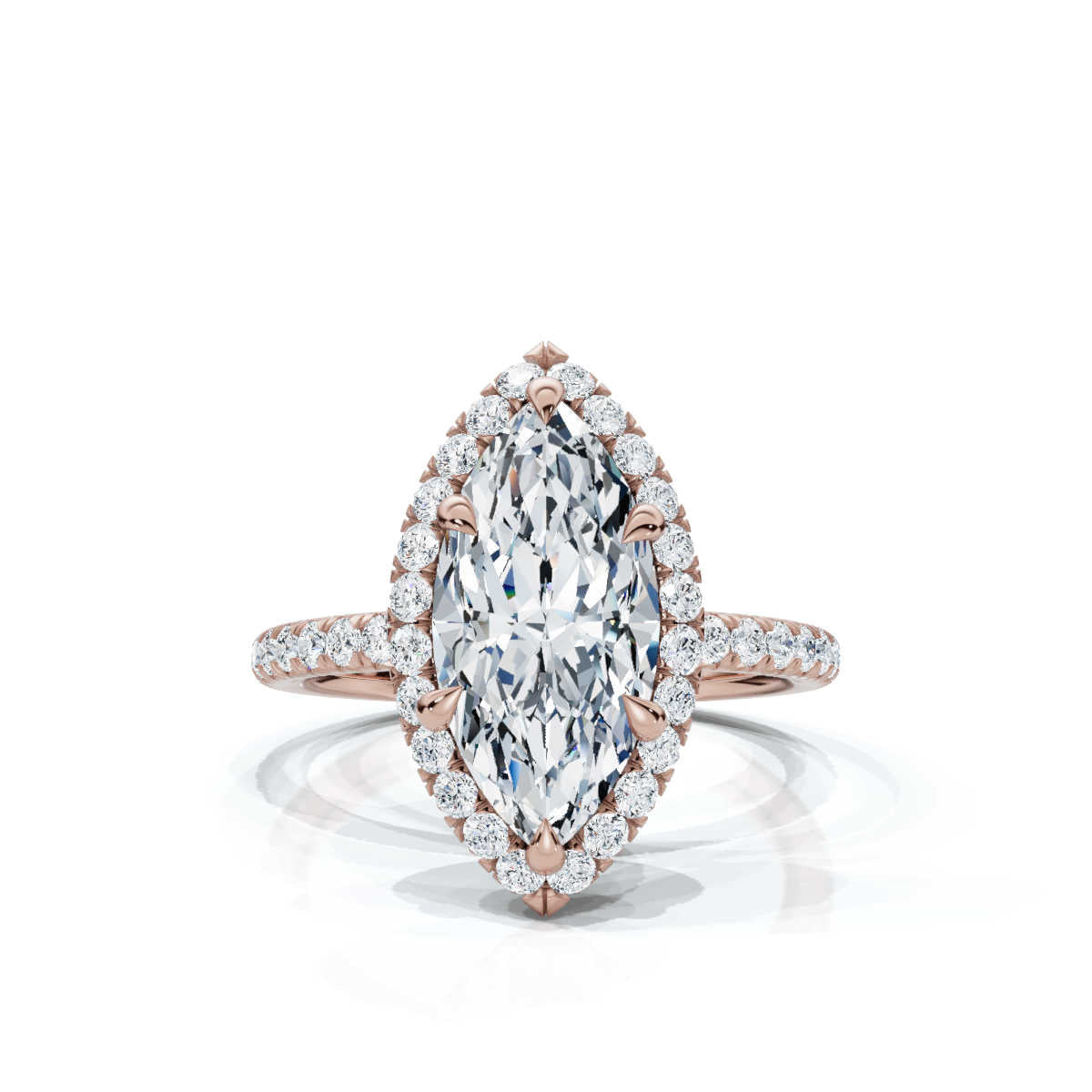 Marquise Halo Pave Ring