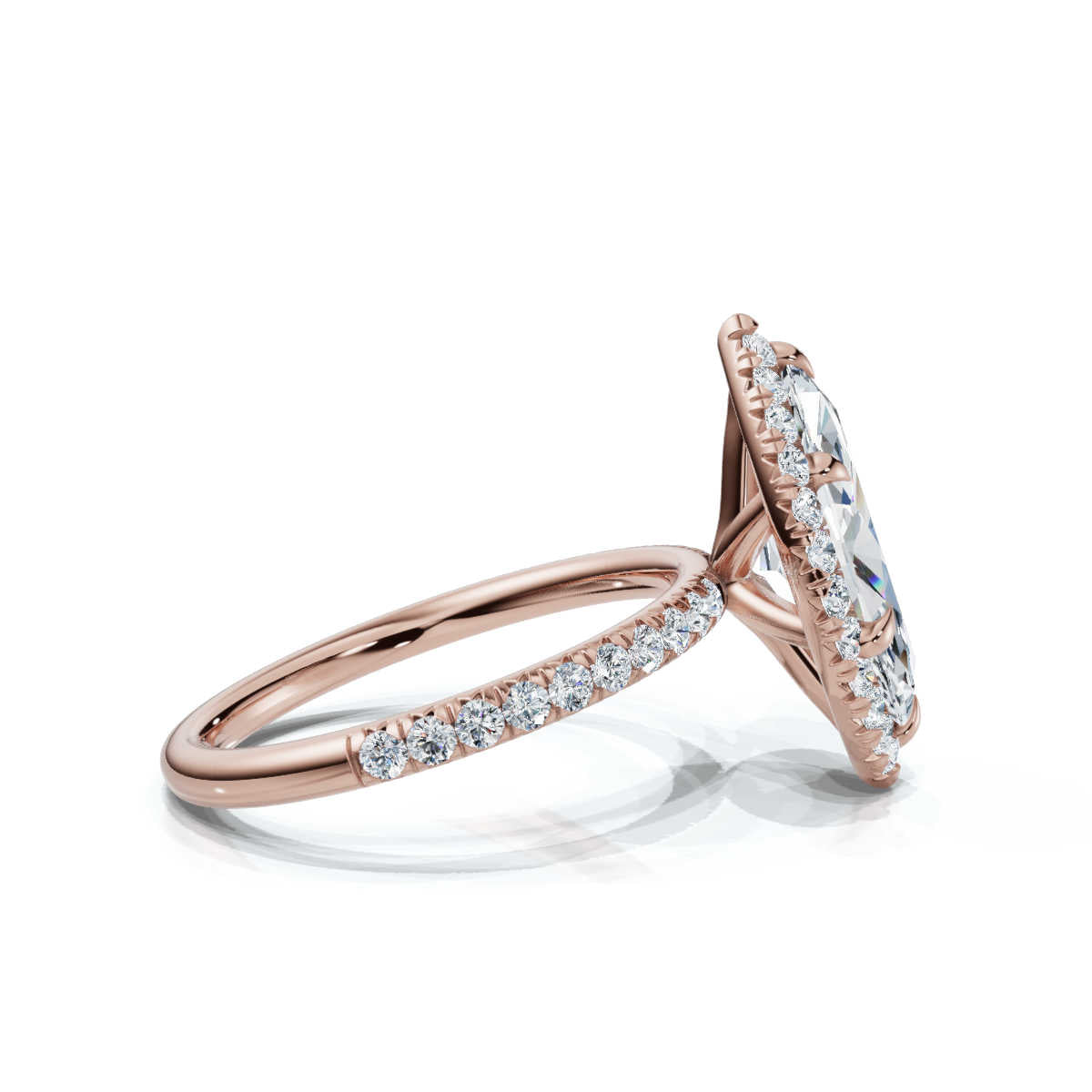 Marquise Halo Pave Ring