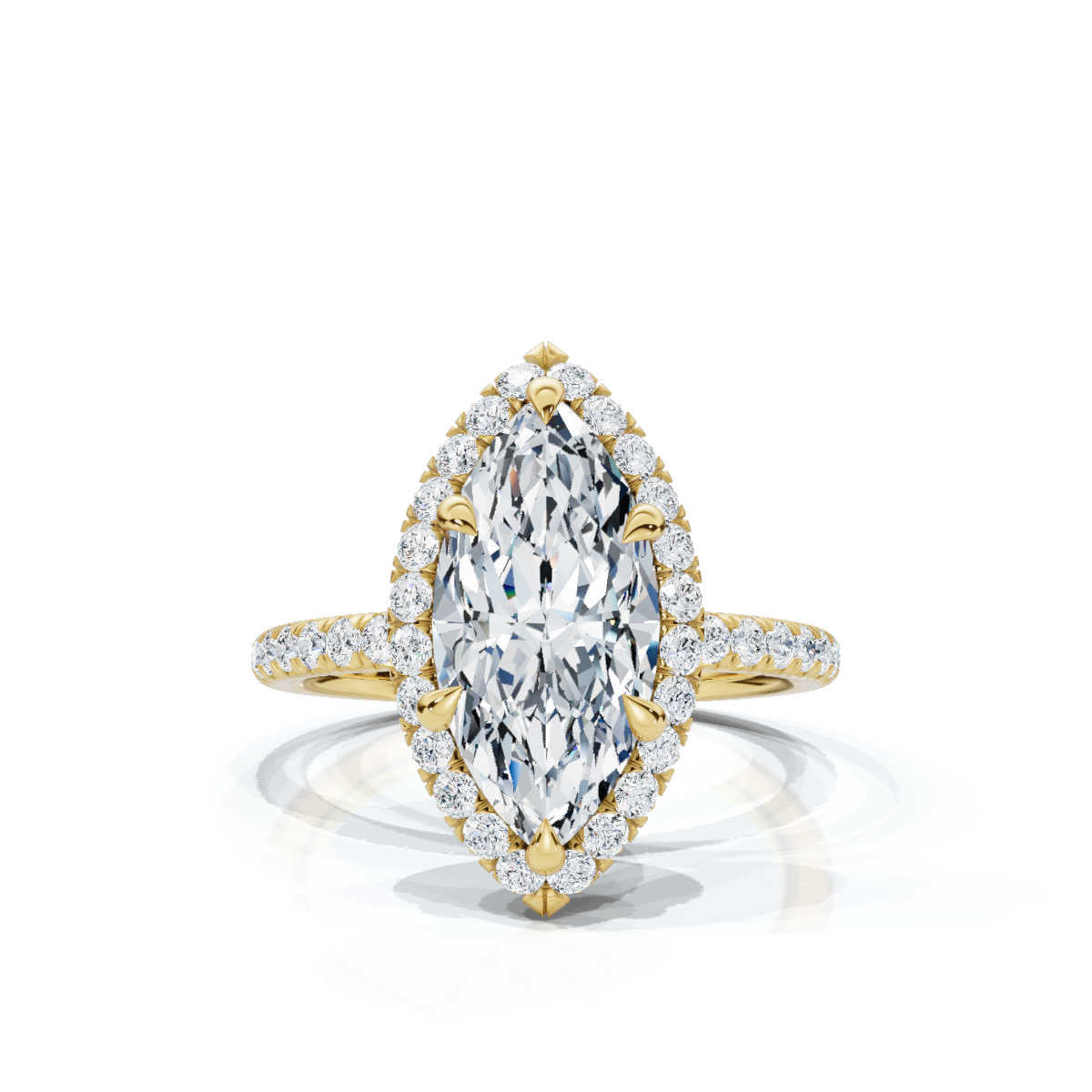 Marquise Halo Pave Ring