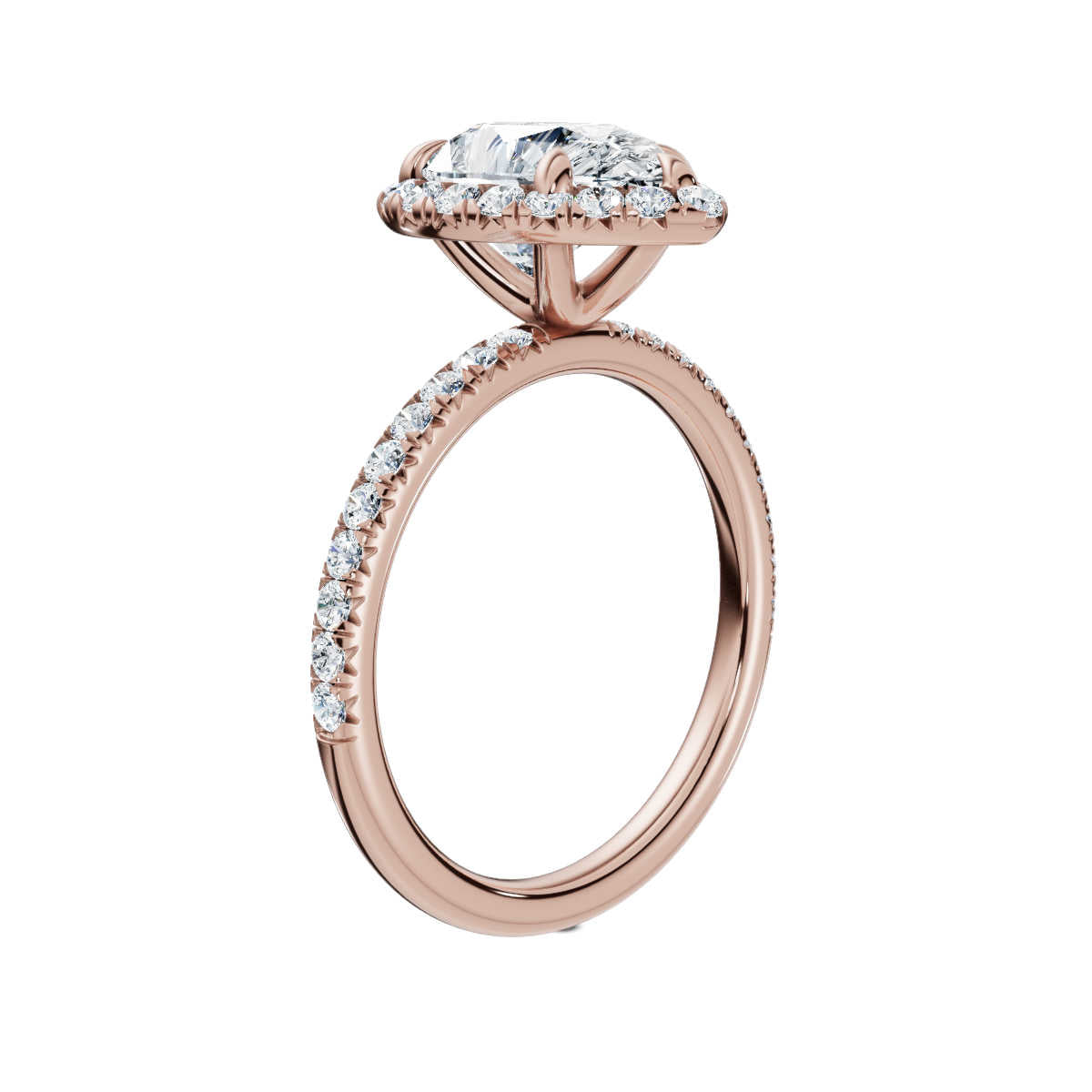 Pear Halo Pave Ring