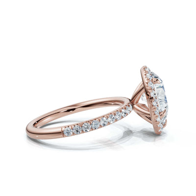 Pear Halo Pave Ring