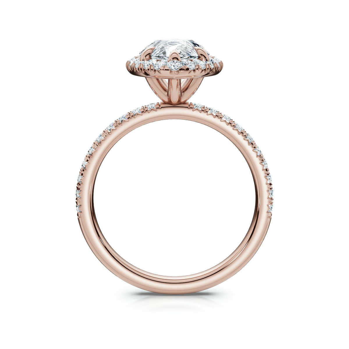 Pear Halo Pave Ring