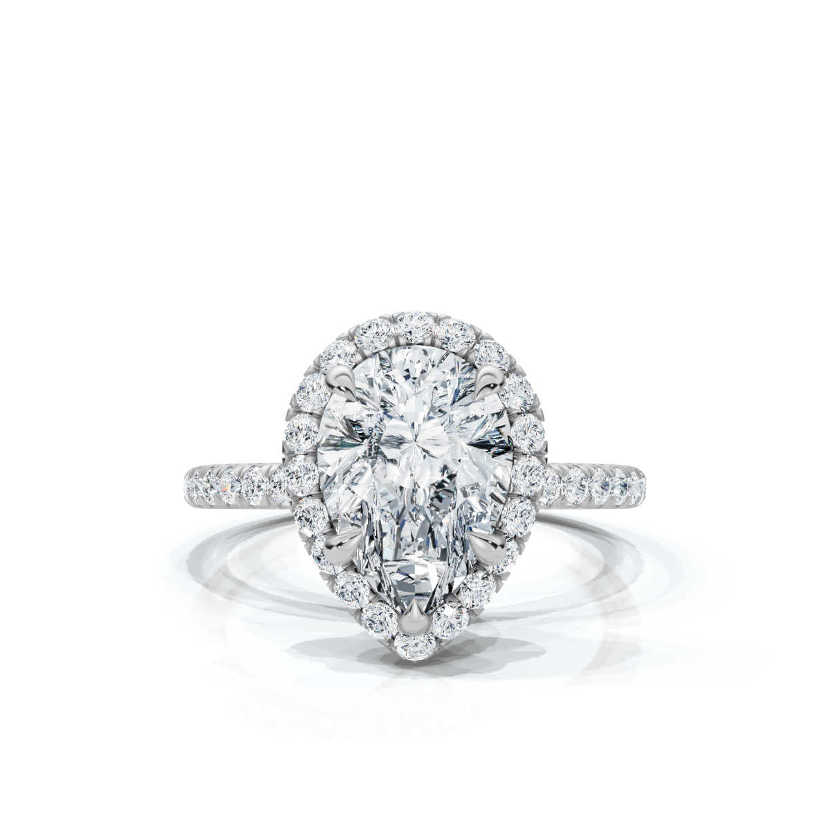 Pear Halo Pave Ring