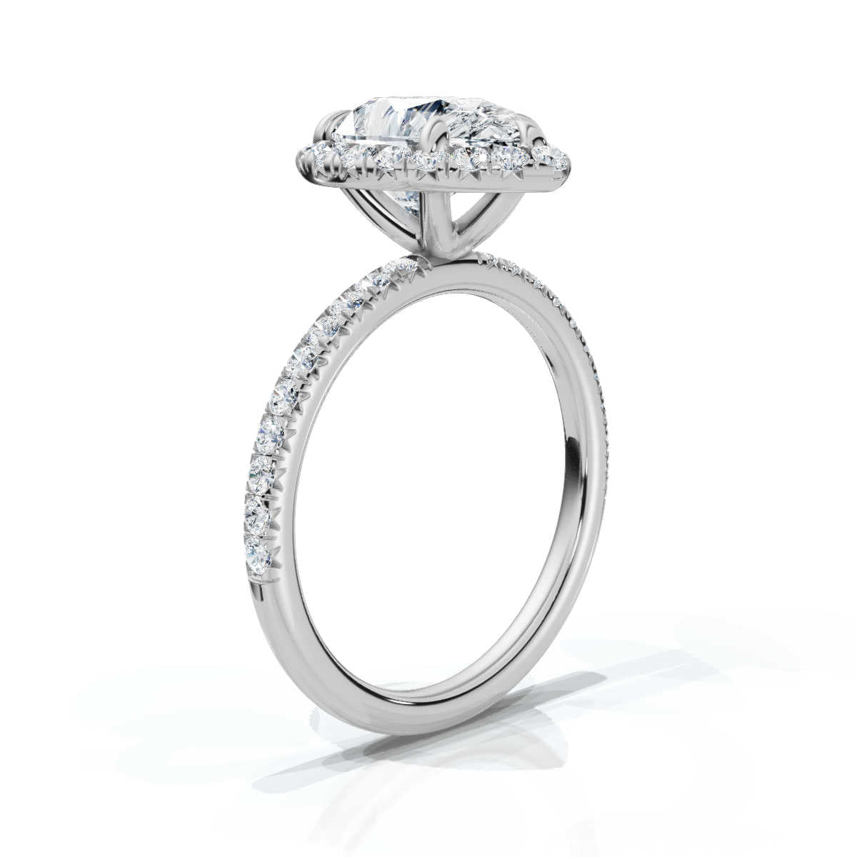 Pear Halo Pave Ring