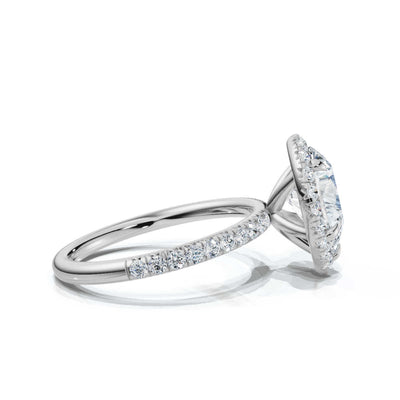 Pear Halo Pave Ring