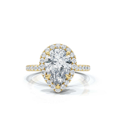 Pear Halo Pave Ring