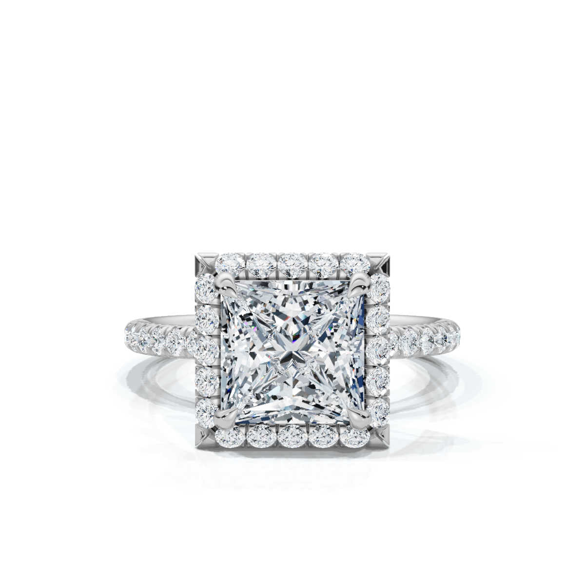 Princess Halo Pave Ring