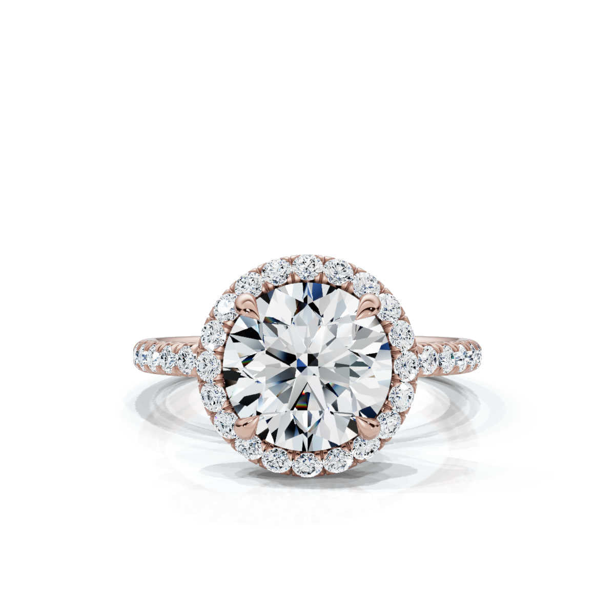 Round Halo Pave Ring