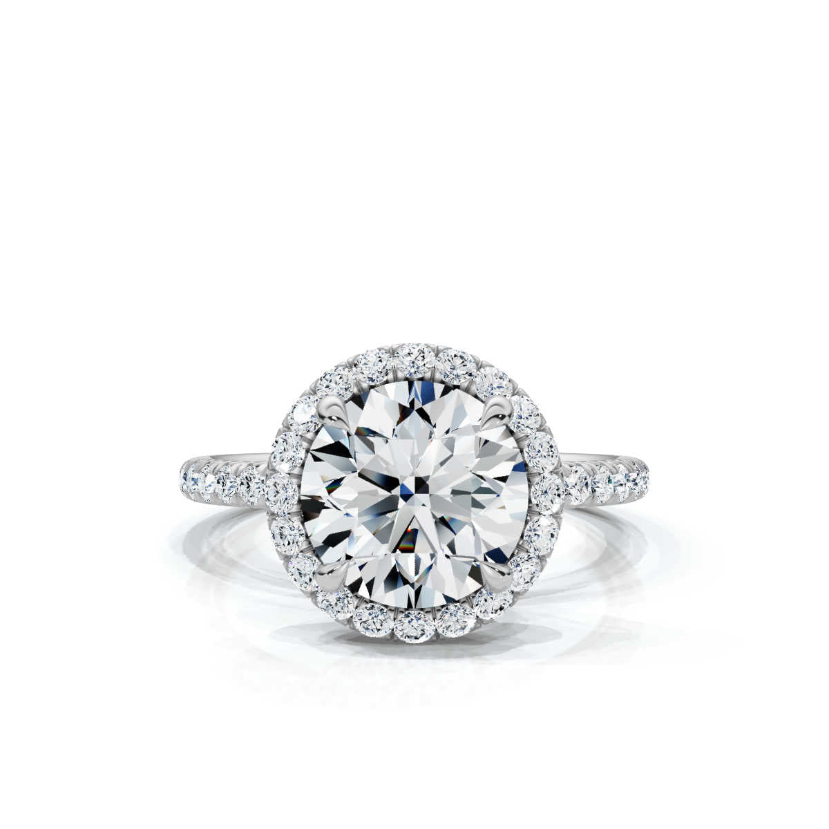 Round Halo Pave Ring