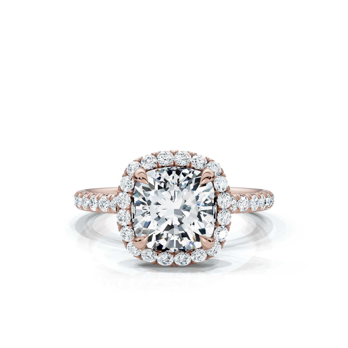 Cushion Halo Pave Ring