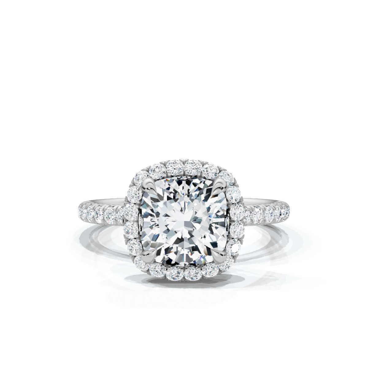 Cushion Halo Pave Ring