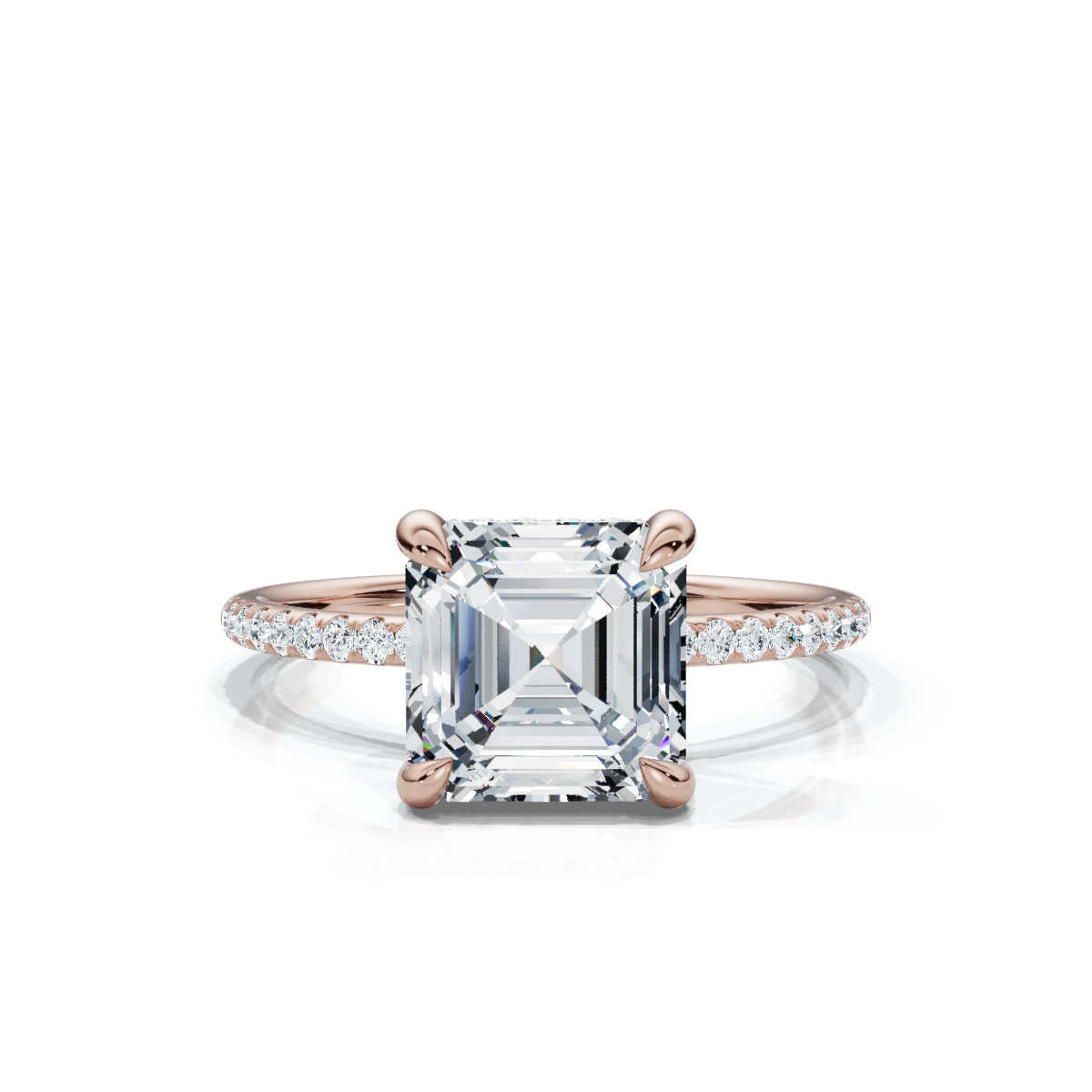 Asscher Pave Ring with Hidden Halo