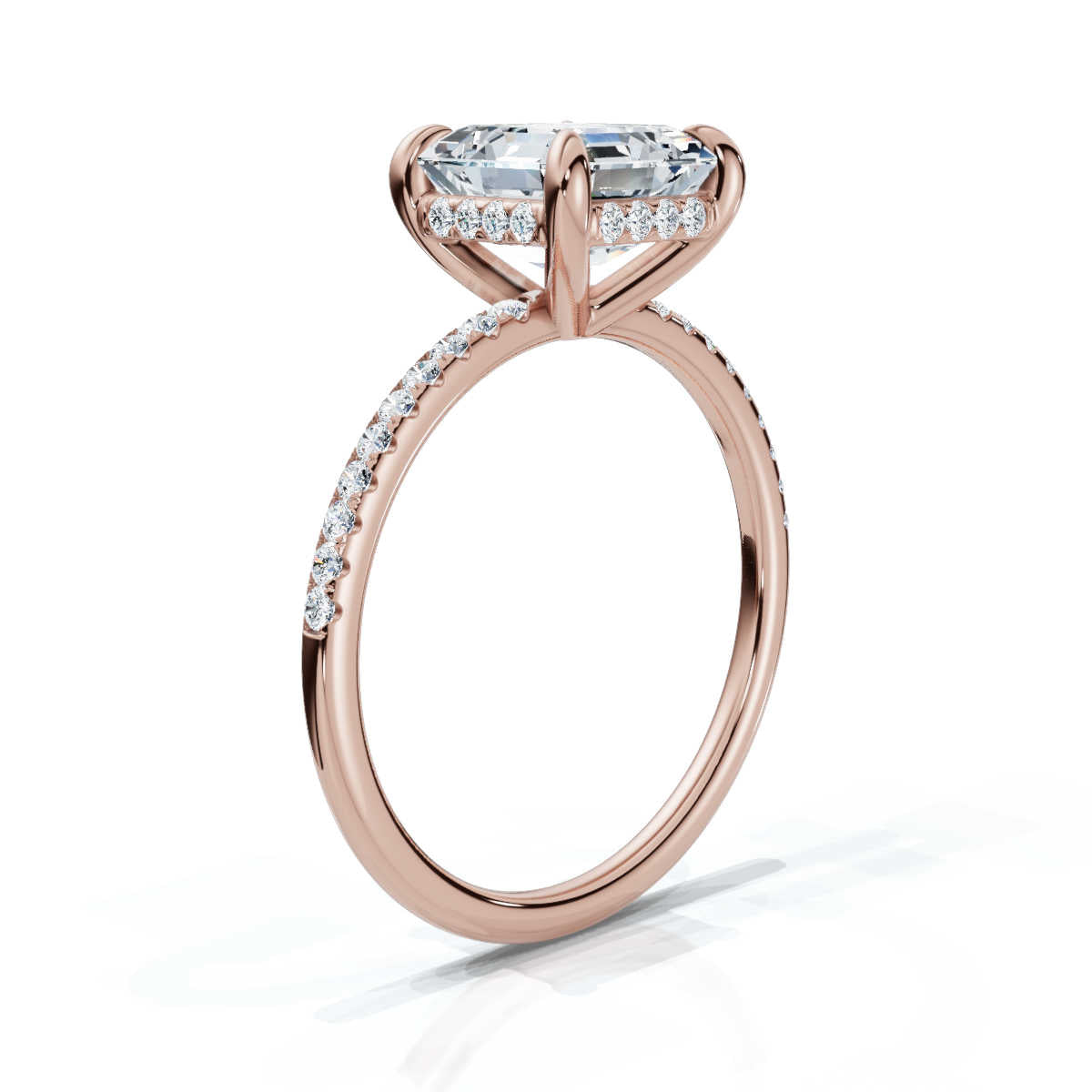 Asscher Pave Ring with Hidden Halo