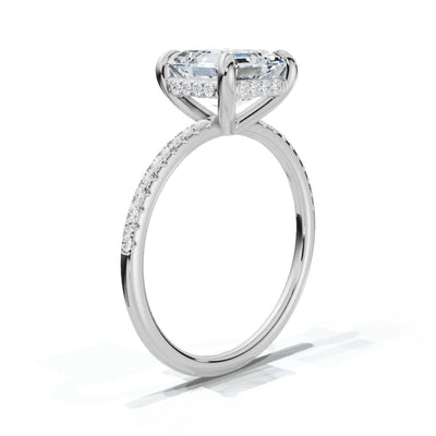 Asscher Pave Ring with Hidden Halo