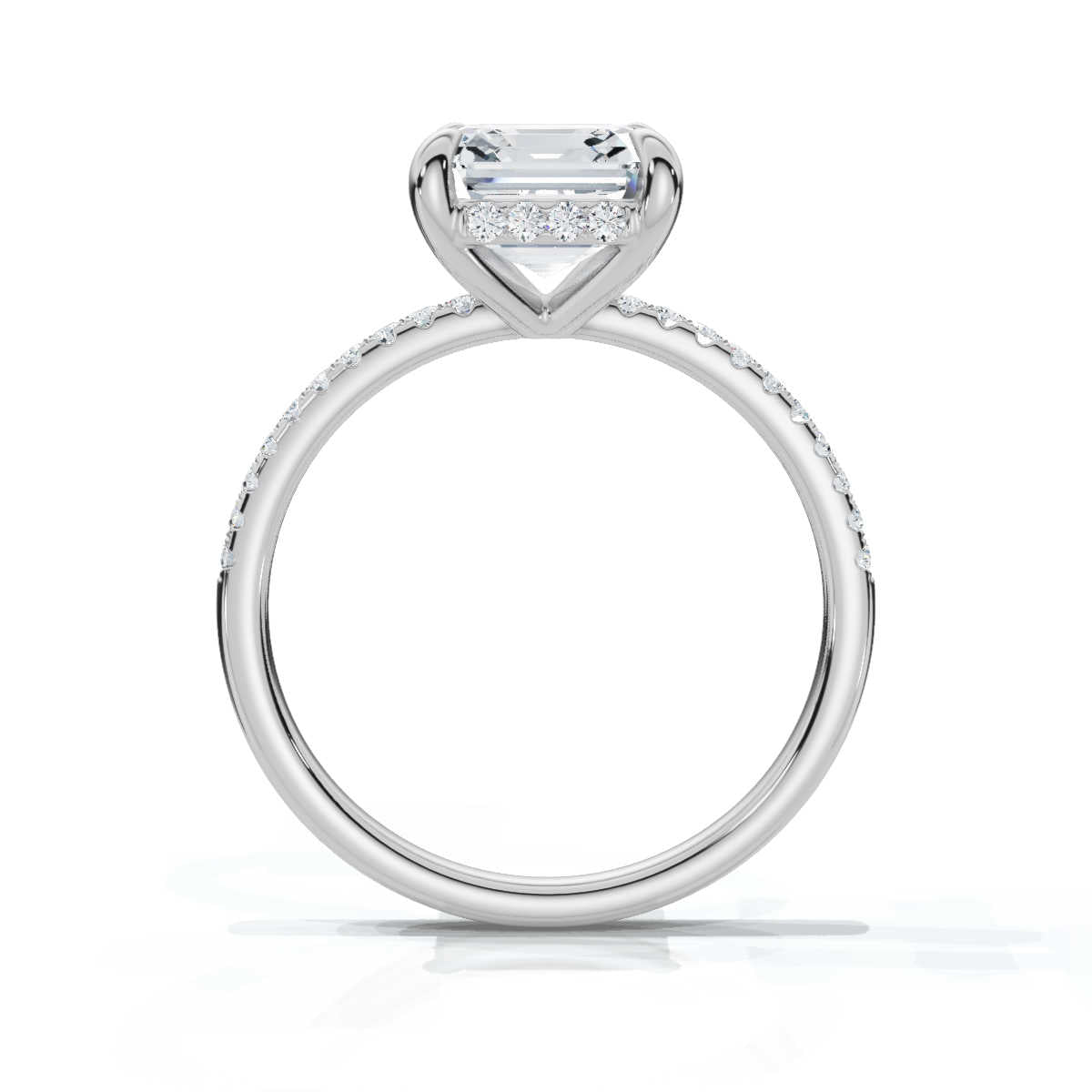 Asscher Pave Ring with Hidden Halo