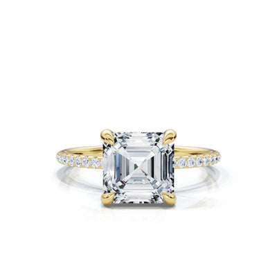 Asscher Pave Ring with Hidden Halo