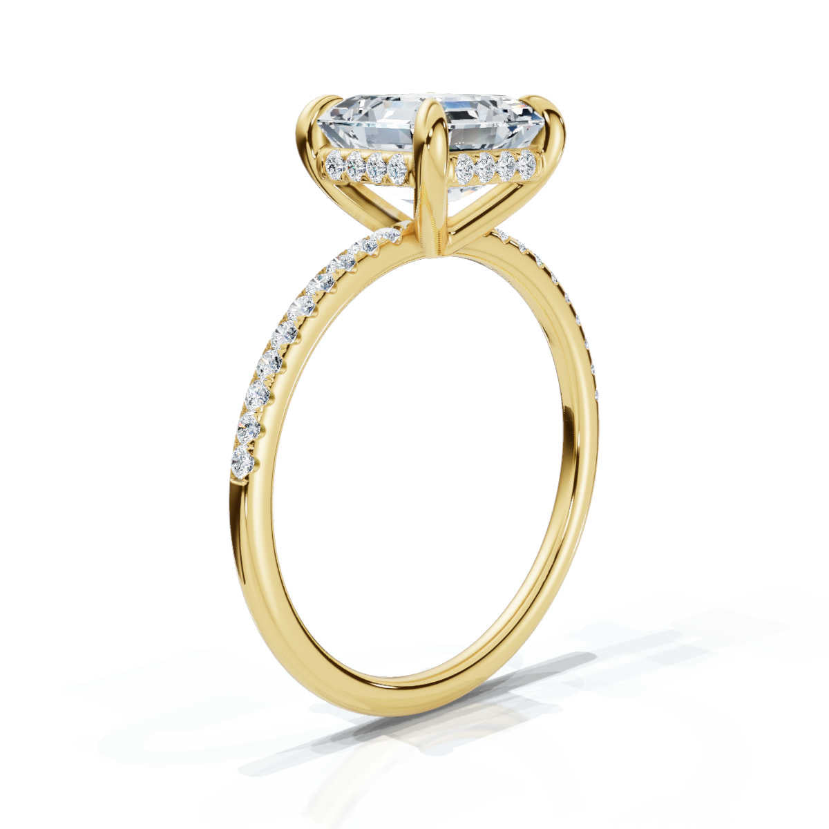 Asscher Pave Ring with Hidden Halo