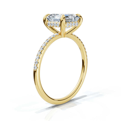 Asscher Pave Ring with Hidden Halo