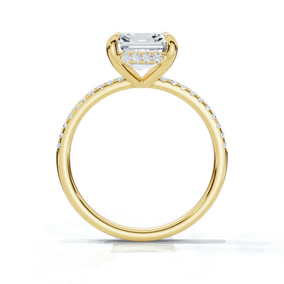 Asscher Pave Ring with Hidden Halo