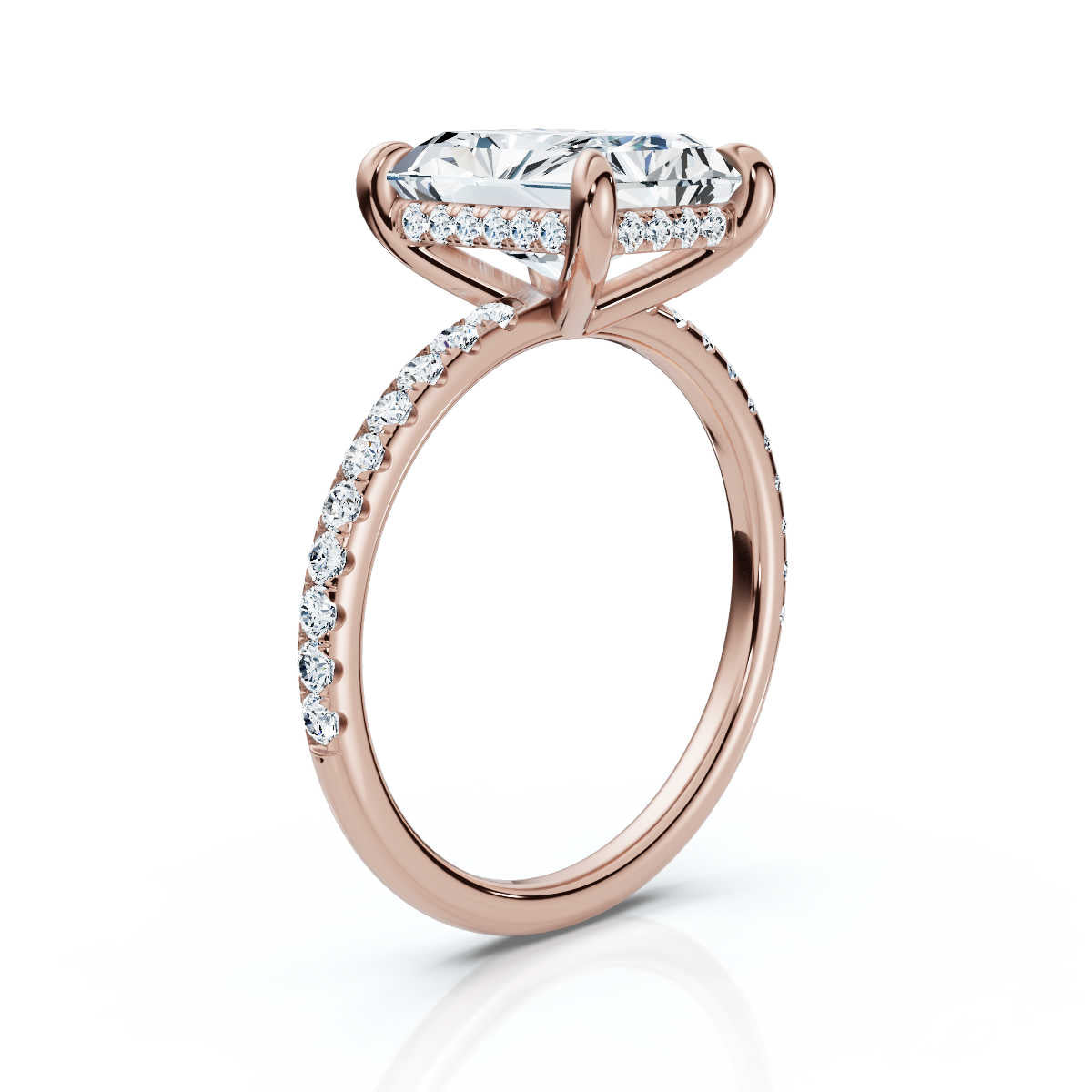 Radiant Pave Ring with Hidden Halo