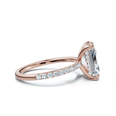 Radiant Pave Ring with Hidden Halo