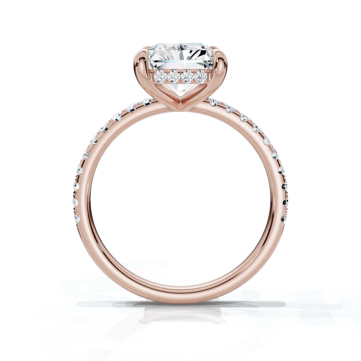 Radiant Pave Ring with Hidden Halo