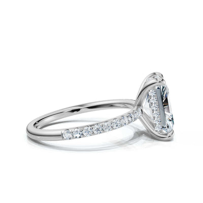 Radiant Pave Ring with Hidden Halo