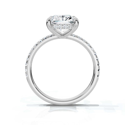 Radiant Pave Ring with Hidden Halo