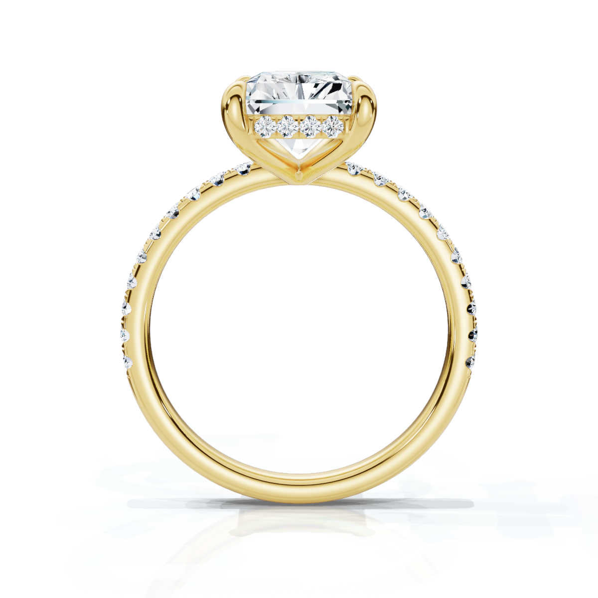 Radiant Pave Ring with Hidden Halo