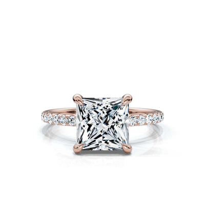 Princess Pave Ring with Hidden Halo