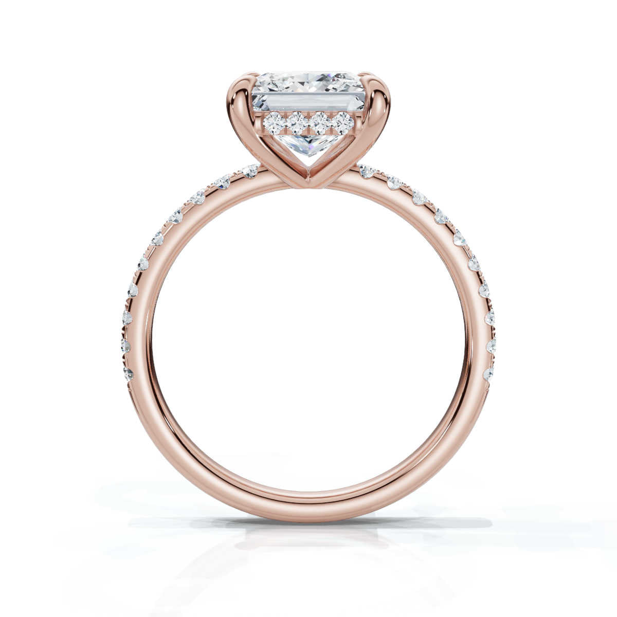 Princess Pave Ring with Hidden Halo