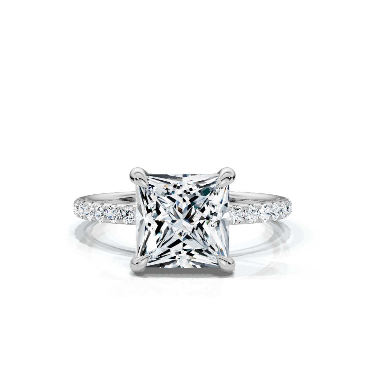 Princess Pave Ring with Hidden Halo